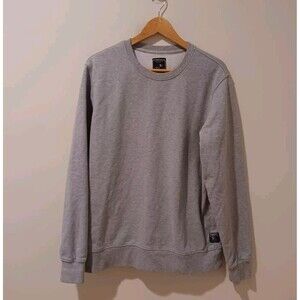 PRPS Mens Crew Neck Long Sleeve Sweatshirt Size Large Heather Grey Logo Terry